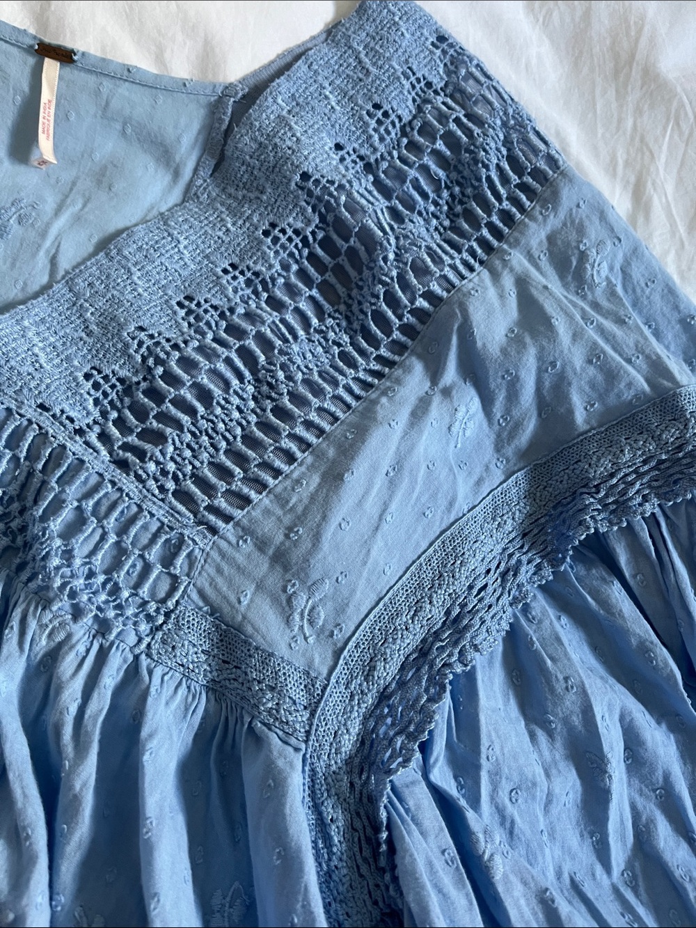 light blue Free People "Drive You Mad" blouse size medium peasant blouse - Picture 7 of 12